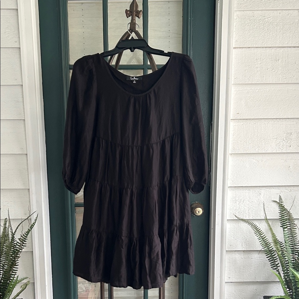 Lulu's Elegant Black Tiered Dress size Small